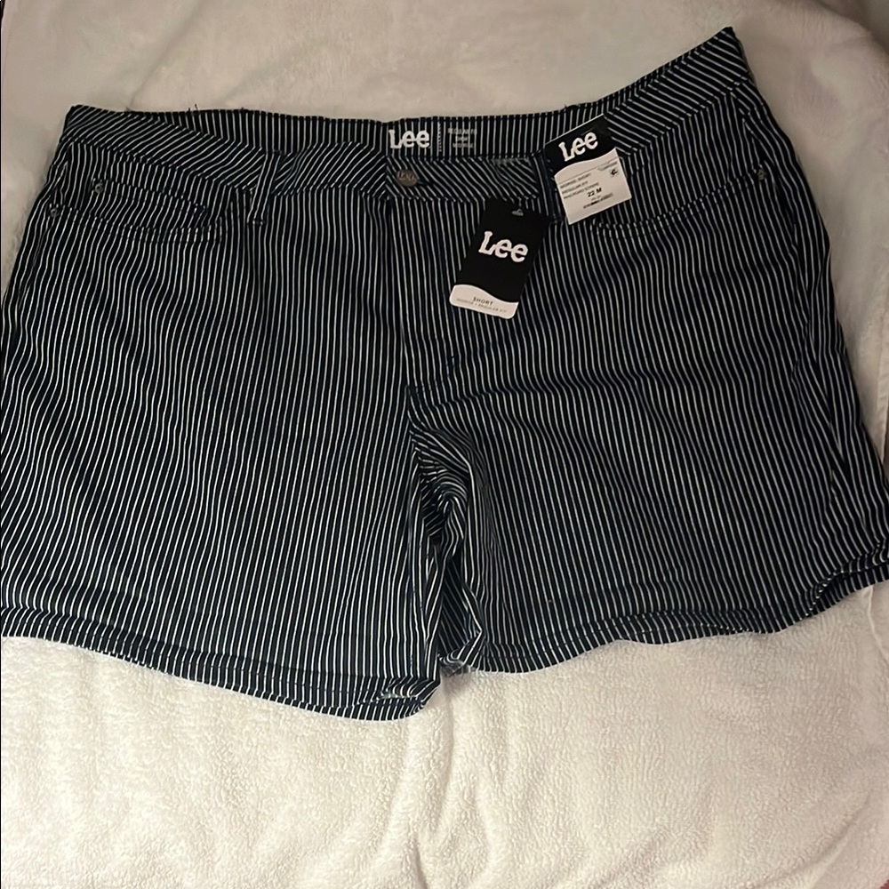 Lee Women's Navy Striped Shorts